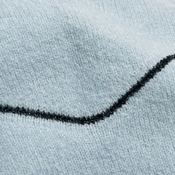 FRNCH Nisa Wave Sweater Womens S Metallic Blue Balloon Sleeves Relaxed Knit - Picture 8 of 11